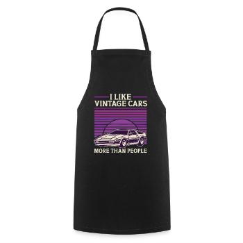 I Like Vintage Cars more Than People Funny Vintage - Cooking Apron - black - Front - AI Model Male 185 dark (185cm)