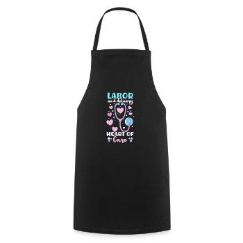 L&D Nurse Labor & Delivery: Herz der Pflege - Kochschürze - Schwarz - Vorne - AI Model Male 185 dark (185cm)
