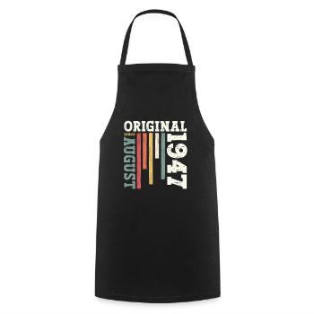 77th Birthday Original August 1947 Born 1947 - Cooking Apron - black - Front - AI Model Male 185 dark (185cm)