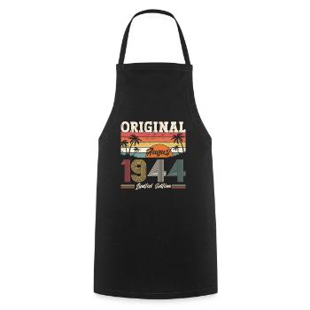 80th Birthday Original August 1944 Born 1944 - Cooking Apron - black - Front - AI Model Male 185 dark (185cm)