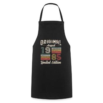 40th Birthday Original August 1985 Vintage 1985 - Cooking Apron - black - Front - AI Model Male 185 dark (185cm)