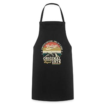 77th Birthday Original August 1947 Born 1947 - Cooking Apron - black - Front - AI Model Male 185 dark (185cm)