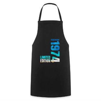 50th birthday September 1974 Born 1974 - Cooking Apron - black - Front - AI Model Male 185 dark (185cm)