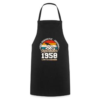 66th Birthday Original September 1958 Volume 58 - Cooking Apron - black - Front - AI Model Male 185 dark (185cm)