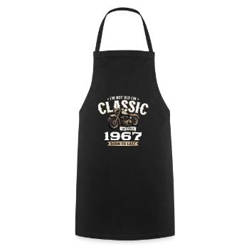 57th Birthday Vintage September 1967 Motorcycle - Cooking Apron - black - Front - AI Model Male 185 dark (185cm)