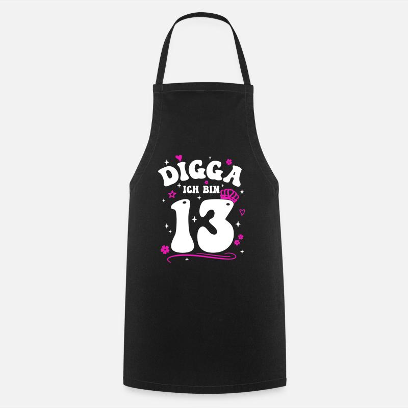 Mädchen 13. Geburtstag Mädchen Digga ich bin 13 - Kochschürze - Schwarz
