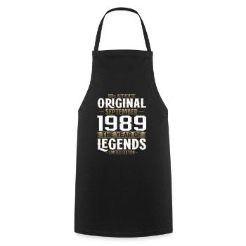 35ème Anniversaire Millésime Septembre 1989 Millésime 89 - Tablier de cuisine - noir - Devant - AI Model Male 185 dark (185cm)