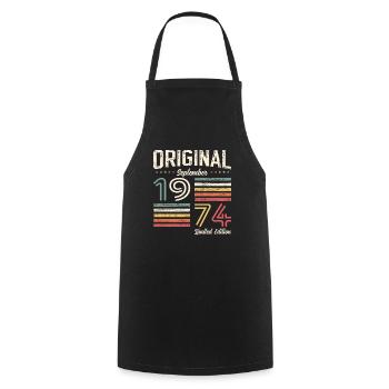50th Birthday Legend September 1974 Volume 74 - Cooking Apron - black - Front - AI Model Male 185 dark (185cm)