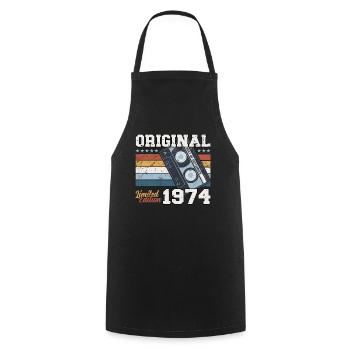 50ème Anniversaire Millésime Septembre 1974 Millésime 74 - Tablier de cuisine - noir - Devant - AI Model Male 185 dark (185cm)