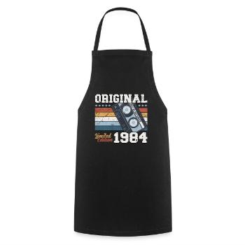 40ème Anniversaire Millésime Septembre 1984 Cassette 84 - Tablier de cuisine - noir - Devant - AI Model Male 185 dark (185cm)