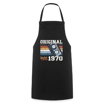 54ème Anniversaire Millésime Septembre 1970 Millésime 70 - Tablier de cuisine - noir - Devant - AI Model Male 185 dark (185cm)