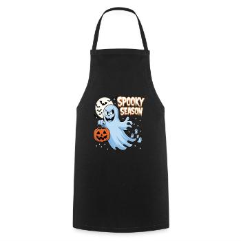 Cute Halloween Ghost Spooky Season Ghost - Cooking Apron - black - Front - AI Model Male 185 dark (185cm)