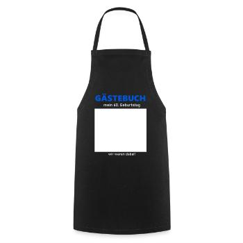 60th Birthday Guestbook to Sign Funny - Cooking Apron - black - Front - AI Model Male 185 dark (185cm)