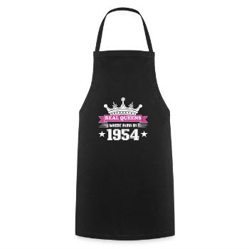 Real Queens 1954 Born Birthday - Cooking Apron - black - Front - AI Model Male 185 dark (185cm)
