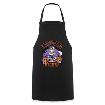 Halloween Cat Forget Candy Give Me A Cat - Cooking Apron - black - Front - AI Model Male 185 dark (185cm)