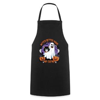Halloween Cat Forget Candy Give Me A Cat - Cooking Apron - black - Front - AI Model Male 185 dark (185cm)