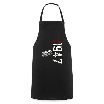77th Birthday Original October 1947 Volume 47 - Cooking Apron - black - Front - AI Model Male 185 dark (185cm)