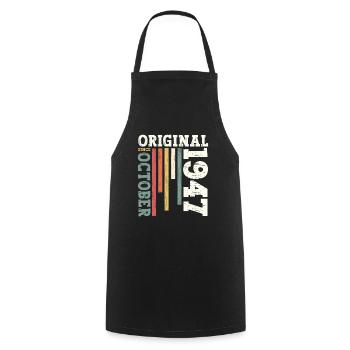 77th Birthday Original October 1947 Volume 47 - Cooking Apron - black - Front - AI Model Male 185 dark (185cm)