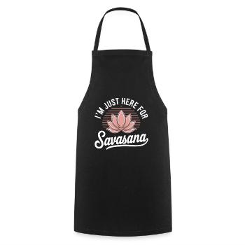 Je suis juste ici pour savasana drôle Yoga Dire Humour - Tablier de cuisine - noir - Devant - AI Model Male 185 dark (185cm)