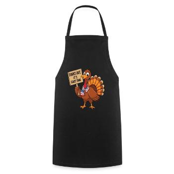 Dinde drôle de Thanksgiving - Tablier de cuisine - noir - Devant - AI Model Male 185 dark (185cm)