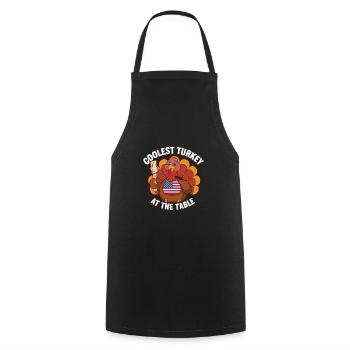 Dinde drôle de Thanksgiving - Tablier de cuisine - noir - Devant - AI Model Male 185 dark (185cm)