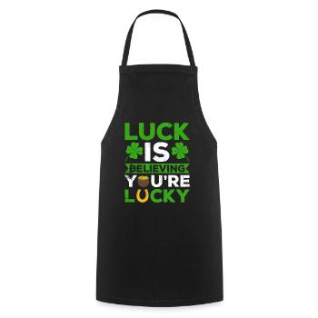 Happy St. Patrick's Day Shamrocks - Cooking Apron - black - Front - AI Model Male 185 dark (185cm)