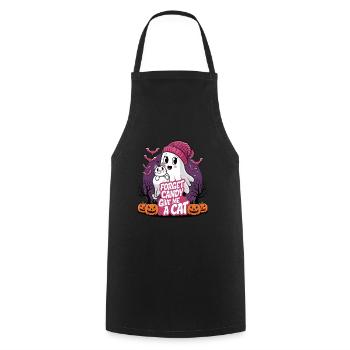 Halloween Cat Forget Candy Give Me A Cat - Cooking Apron - black - Front - AI Model Male 185 dark (185cm)