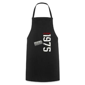 50th Birthday Original December 1975 Volume 75 - Cooking Apron - black - Front - AI Model Male 185 dark (185cm)