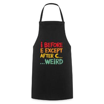 I avant E sauf après C Citation de grammaire amusante - Tablier de cuisine - noir - Devant - AI Model Male 185 dark (185cm)