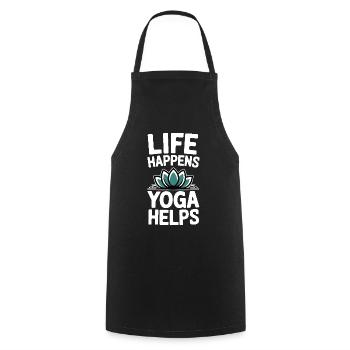 Life Happens Yoga Helps Meditation Mindfulness - Cooking Apron - black - Front - AI Model Male 185 dark (185cm)