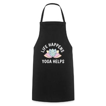 Life Happens Yoga Helps Meditation Mindfulness - Cooking Apron - black - Front - AI Model Male 185 dark (185cm)