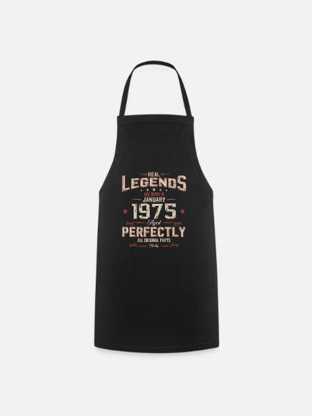 50th Birthday Legendary since January Born in 1975 - Cooking Apron - black
