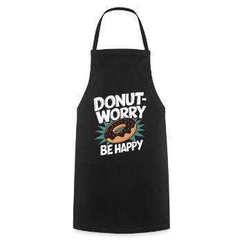 Donut Worry Be Happy Funny Doughnut lover Pun - Cooking Apron - black - Front - AI Model Male 185 dark (185cm)