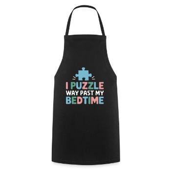Ich rätsele weit über meine Schlafenszeit hinaus Lustiges Puzzle - Kochschürze - Schwarz - Vorne - AI Model Male 185 dark (185cm)