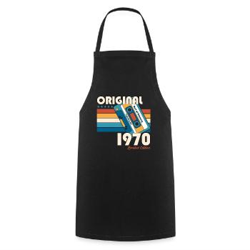 55th Birthday Original February 1970 Cassette 1970 - Cooking Apron - black - Front - AI Model Male 185 dark (185cm)