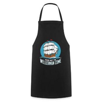 Bientôt que le wellerman vienne Sea Shanty Voilier - Tablier de cuisine - noir - Devant - AI Model Male 185 dark (185cm)