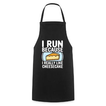 I run because i really like Cheesecake Joggin - Cooking Apron - black - Front - AI Model Male 185 dark (185cm)