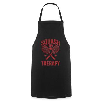 Le squash est ma thérapie Joueur de squash drôle - Tablier de cuisine - noir - Devant - AI Model Male 185 dark (185cm)