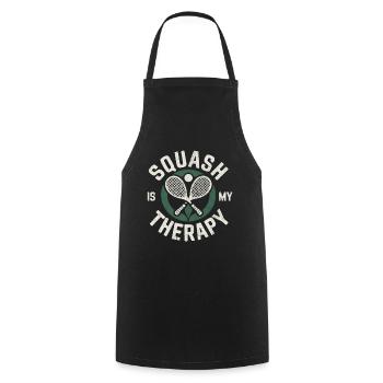 Le squash est ma thérapie Joueur de squash drôle - Tablier de cuisine - noir - Devant - AI Model Male 185 dark (185cm)