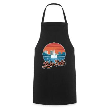 Lake Eola Orlando Florida Urlaub Souvenir - Kochschürze - Schwarz - Vorne - AI Model Male 185 dark (185cm)