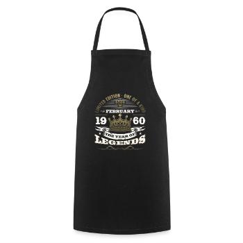 65th Birthday Gift Husband Original February 1960 - Cooking Apron - black - Front - AI Model Male 185 dark (185cm)
