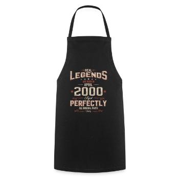 25ème anniversaire cadeau mari Vintage avril 2000 - Tablier de cuisine - noir - Devant - AI Model Male 185 dark (185cm)