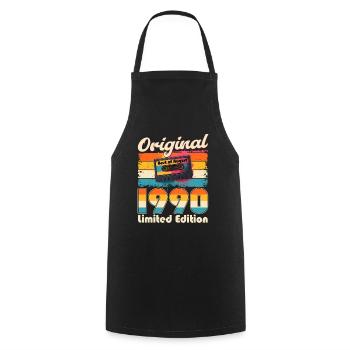 35ème Anniversaire Cassette Homme Original Août 1990 - Tablier de cuisine - noir - Devant - AI Model Male 185 dark (185cm)