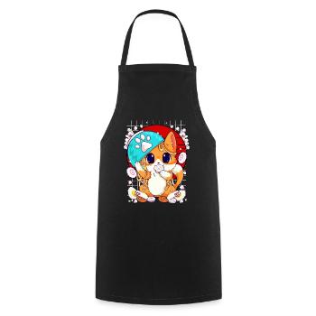 Kätzchen essen Ramen und Shusi Kawaii - Kochschürze - Schwarz - Vorne - AI Model Male 185 dark (185cm)