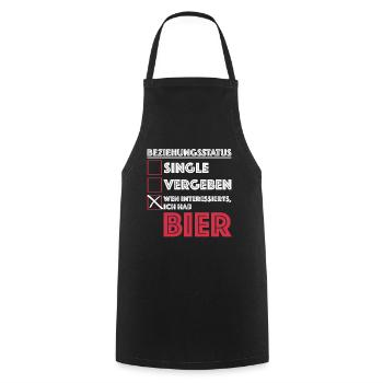 Beziehungsstatus, wen interessierts ich hab Bier - Kochschürze - Schwarz - Vorne - AI Model Male 185 dark (185cm)