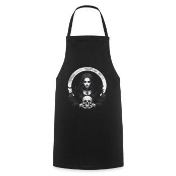 Fille gothique tenant un motif de crâne - Tablier de cuisine - noir - Devant - AI Model Male 185 dark (185cm)