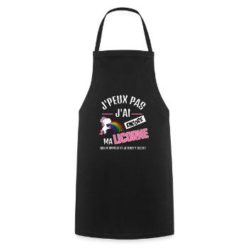 J’peux pas j’ai ma licorne qui m’appelle - Tablier de cuisine - noir - Devant - AI Model Male 185 dark (185cm)