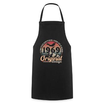 Original 1969 Vintage Rétro Cadeau d’anniversaire - Tablier de cuisine - noir - Devant - AI Model Male 185 dark (185cm)