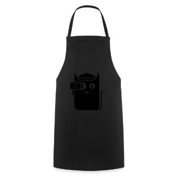 Cat with camera loves photography - Cooking Apron - black - Front - AI Model Male 185 dark (185cm)
