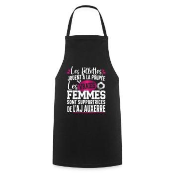 Aj Auxerre Supportrice Football Cadeau Femme Girly - Tablier de cuisine - noir - Devant - AI Model Male 185 dark (185cm)